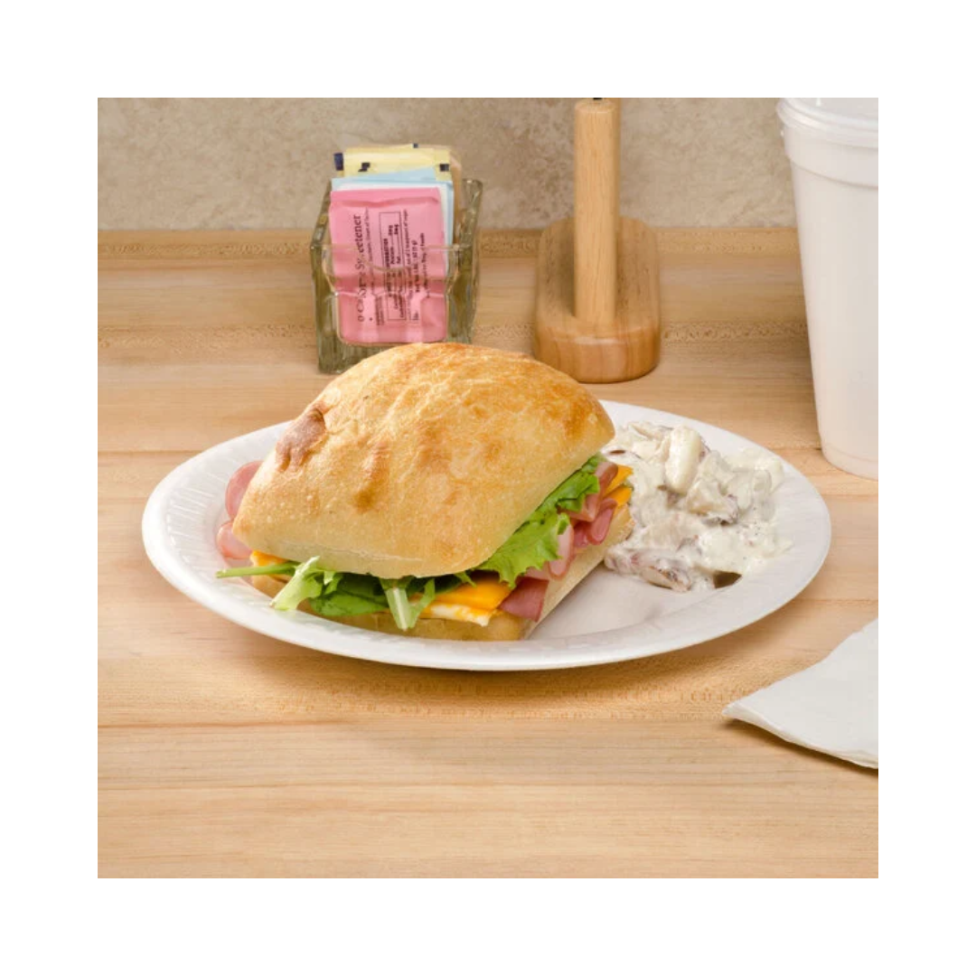 Dart® Quiet Classic® Laminated Foam Plates – White, 6" to 10¼", Standard & 3-Compartment