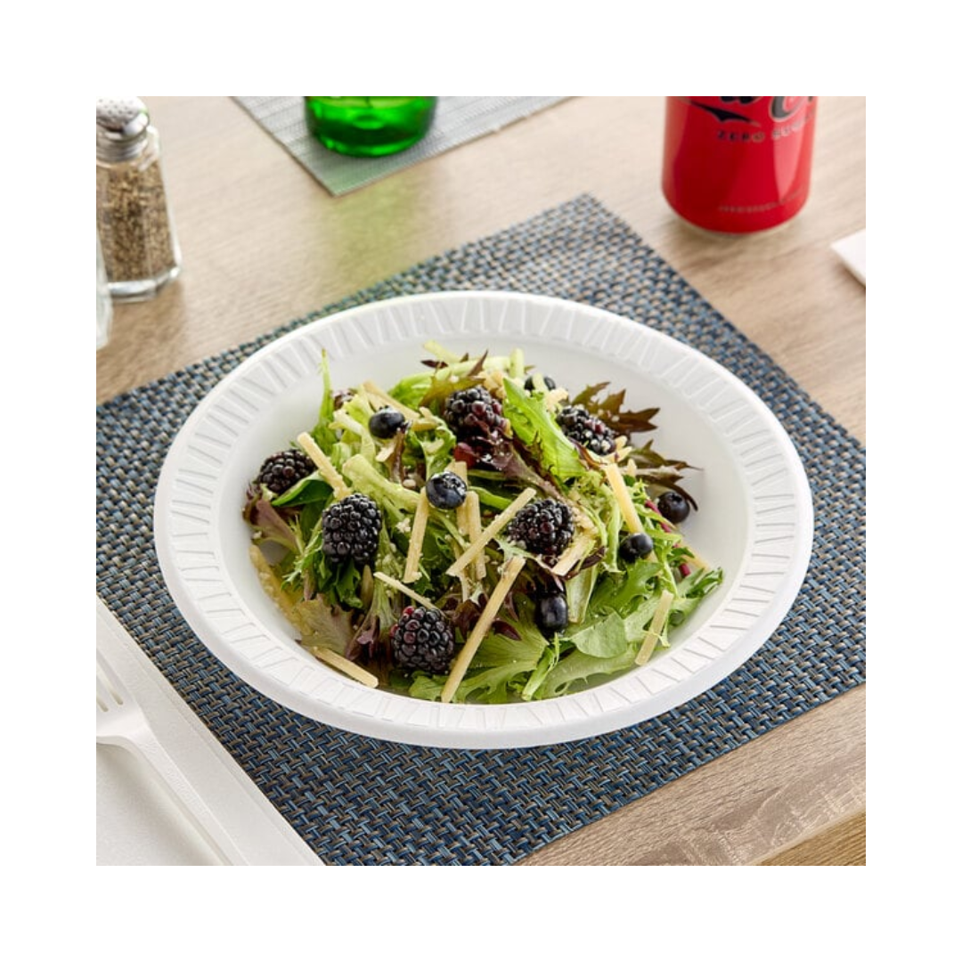 Dart® Quiet Classic® Laminated Foam Plates – White, 6" to 10¼", Standard & 3-Compartment