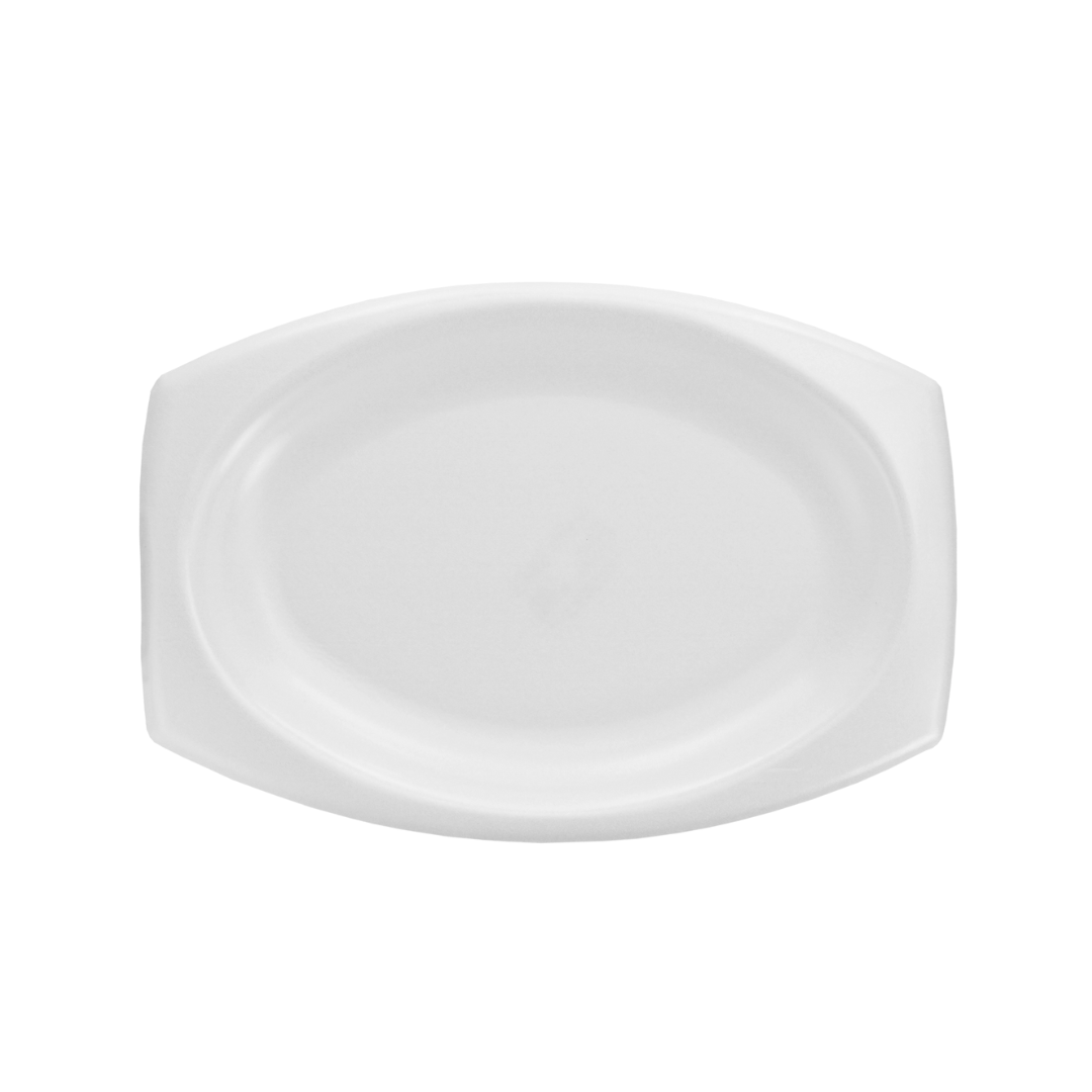 Dart® Quiet Classic® Laminated Foam Platter – 9.8" x 6.7", White