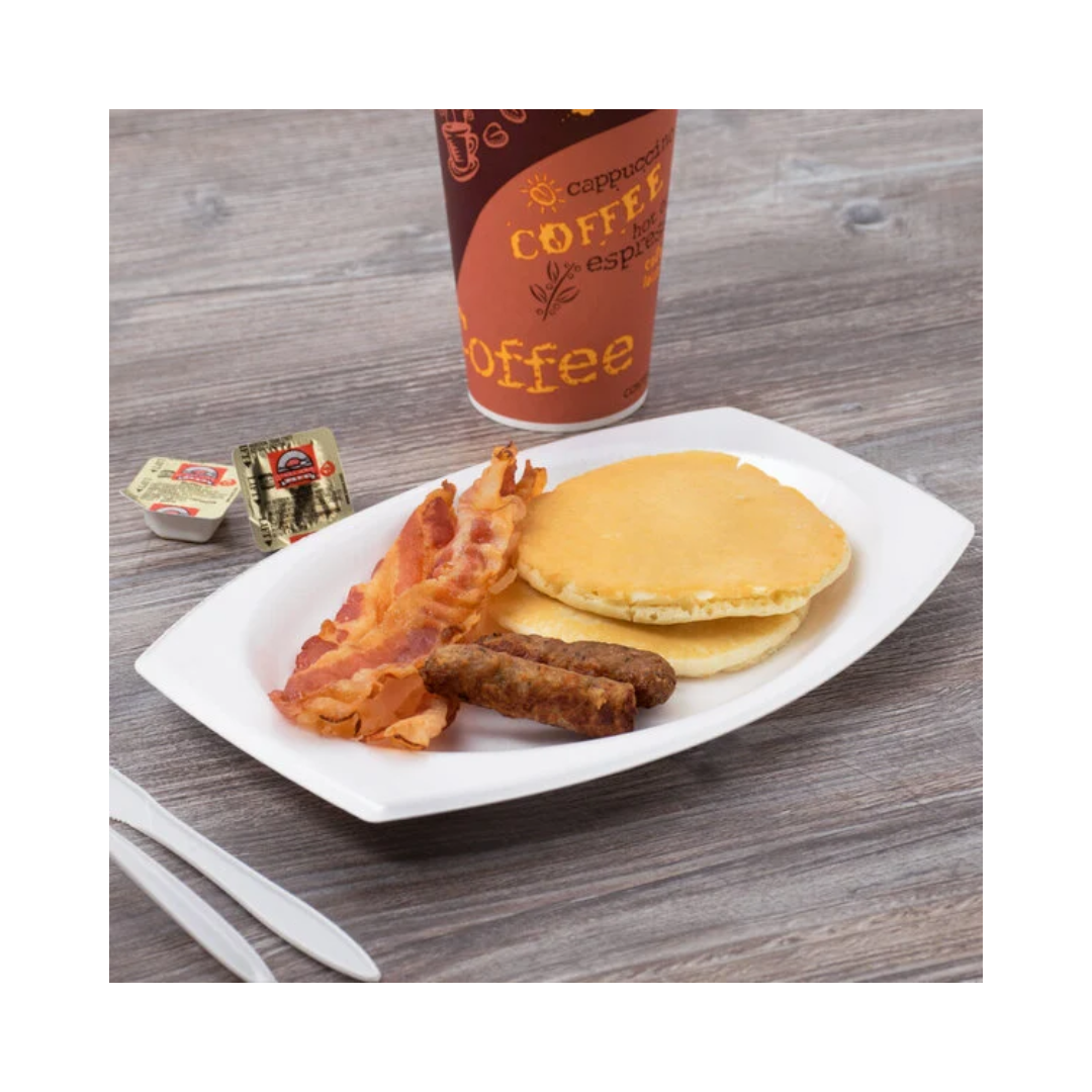 Dart® Quiet Classic® Laminated Foam Platter – 9.8" x 6.7", White