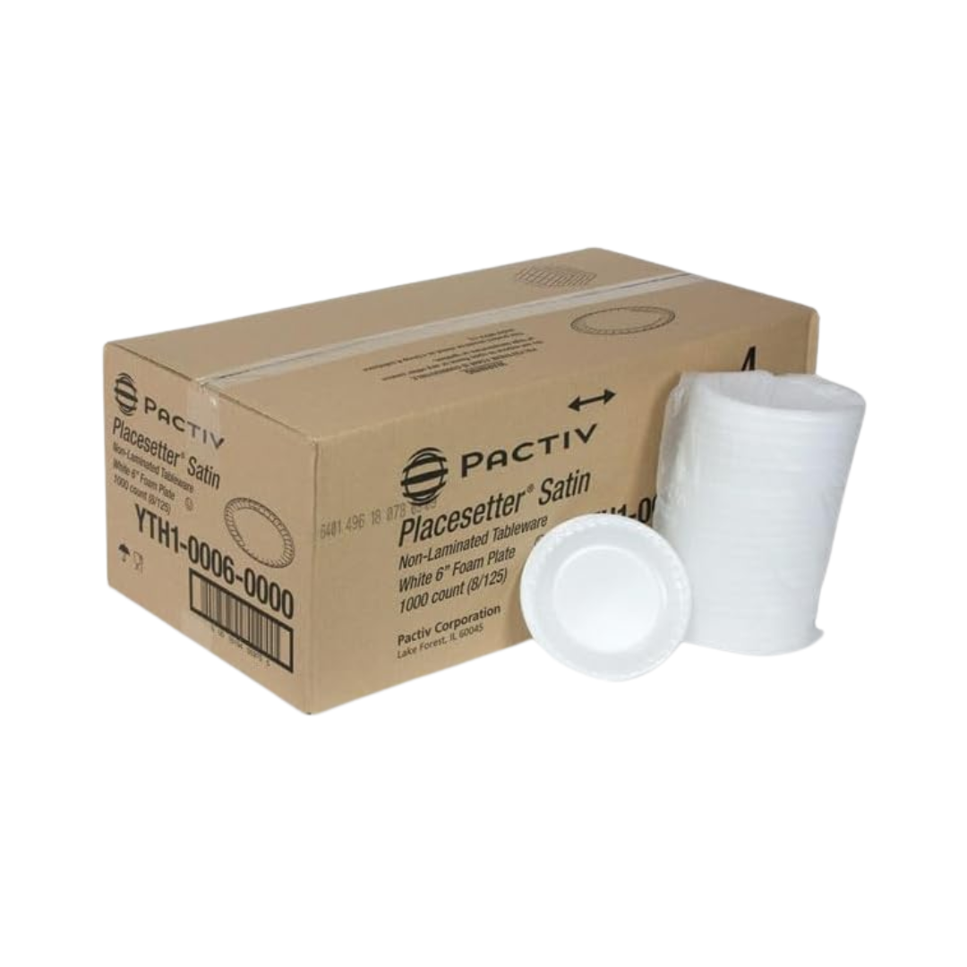 Pactiv Placesetter® Non-Laminated Foam Plates – 6", White