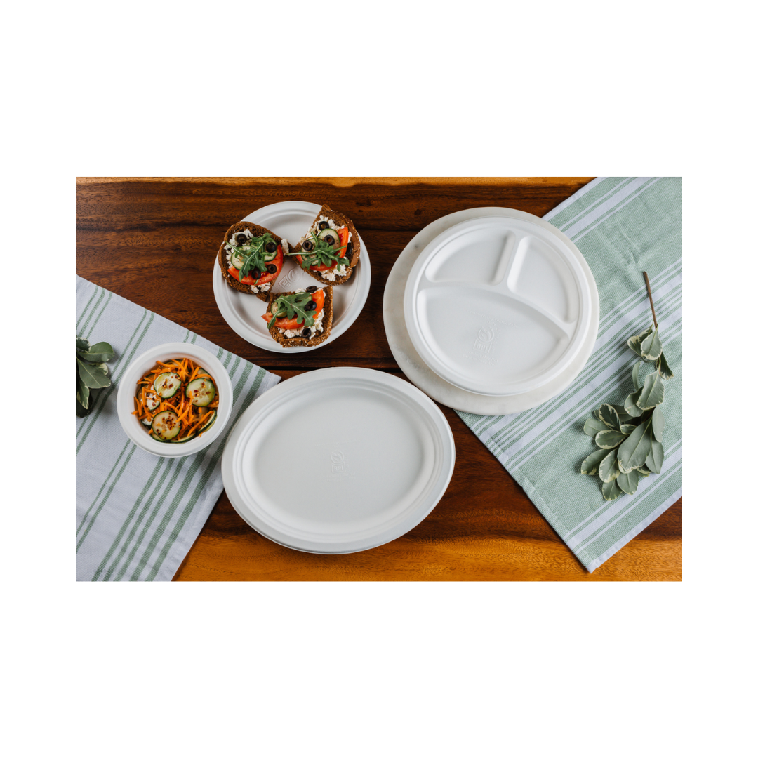 Pactiv EarthChoice® Molded Fiber Plates – 6" & 10" - 3-Compartment