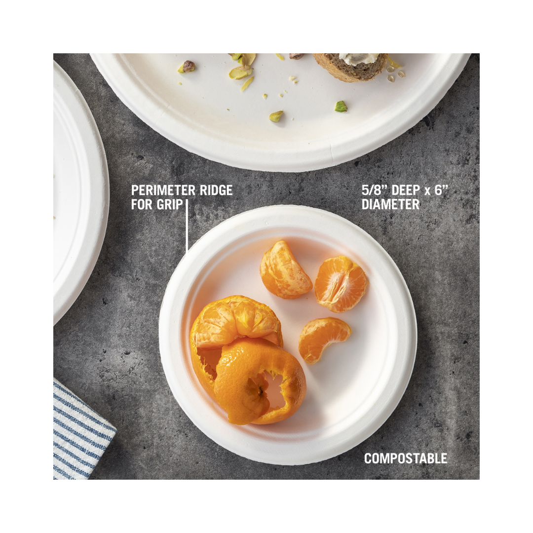 Pactiv EarthChoice® Molded Fiber Plates – 6" & 10" - 3-Compartment