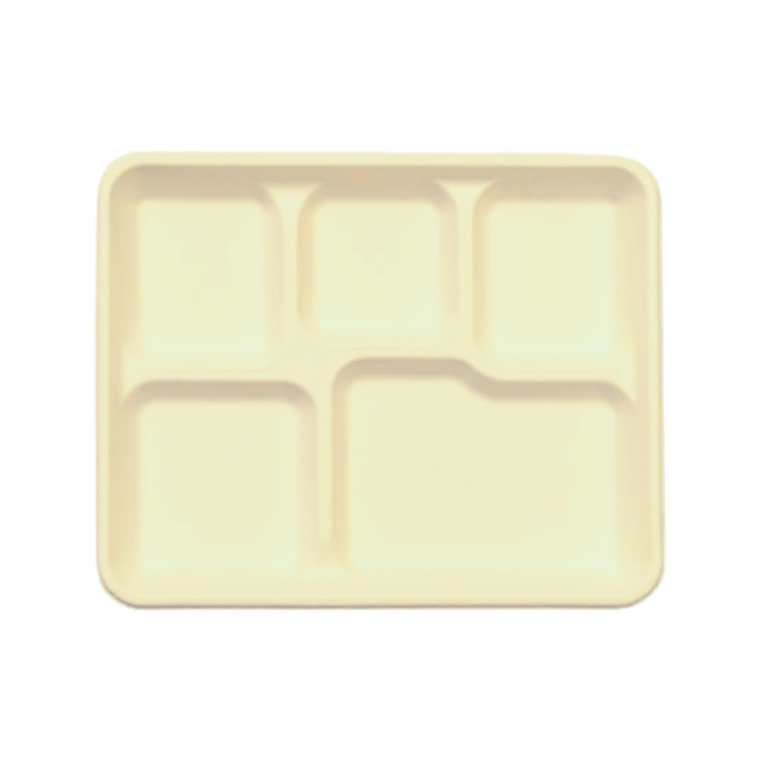 Wallace Packaging® 5 Compartment Fiber School Tray – Compostable & Recyclable, 10" x 8"