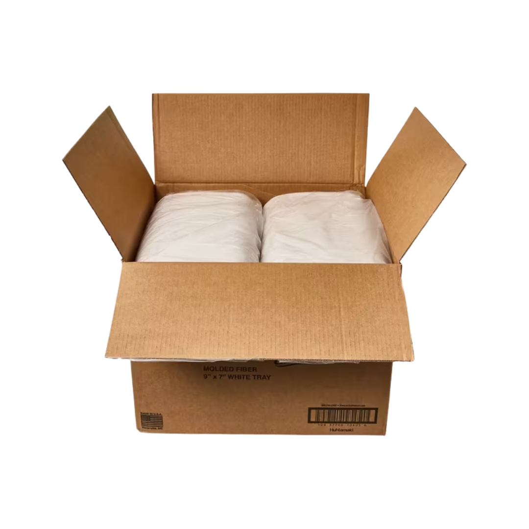 Huhtamaki® Savaday® No. 300 Molded Fiber Tray – 7" × 9" × 2¼", Compostable