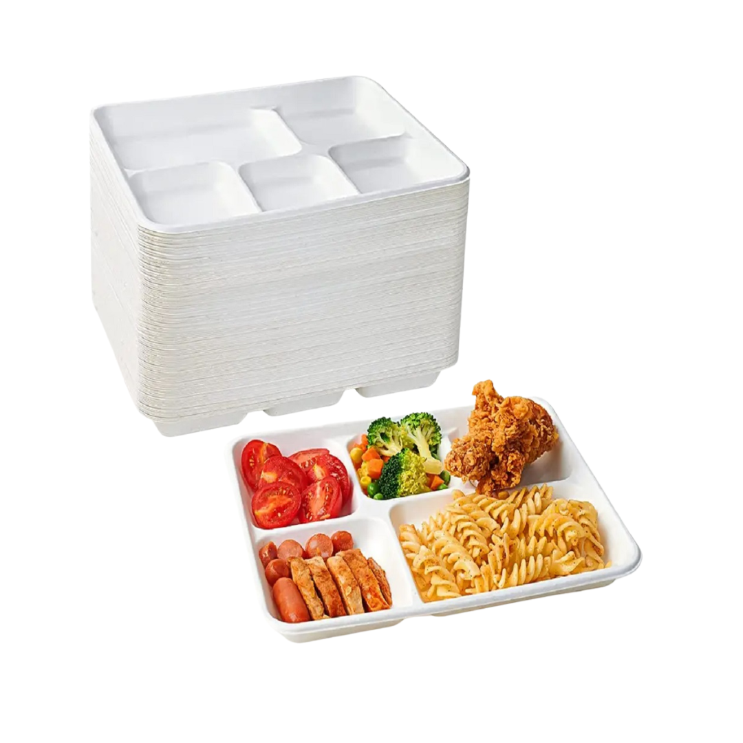 Empress™ 5 Compartment White School Tray