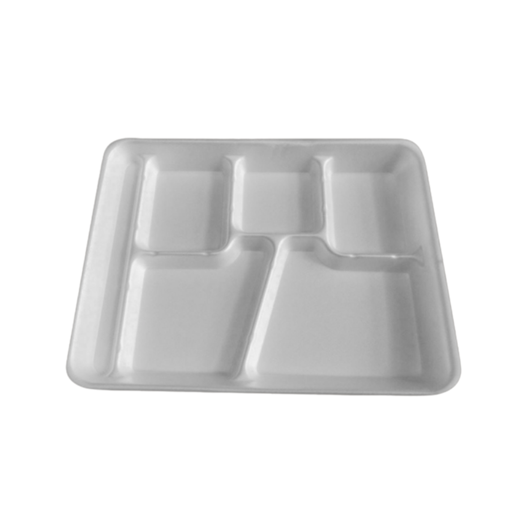 Foam Packaging® 6 Compartment White School Tray