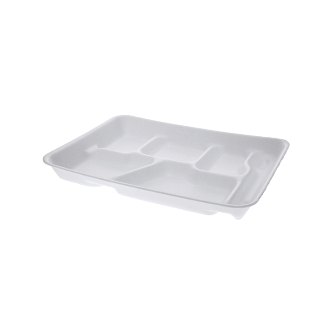 Pactiv® 6 Compartment White School Lunch Tray
