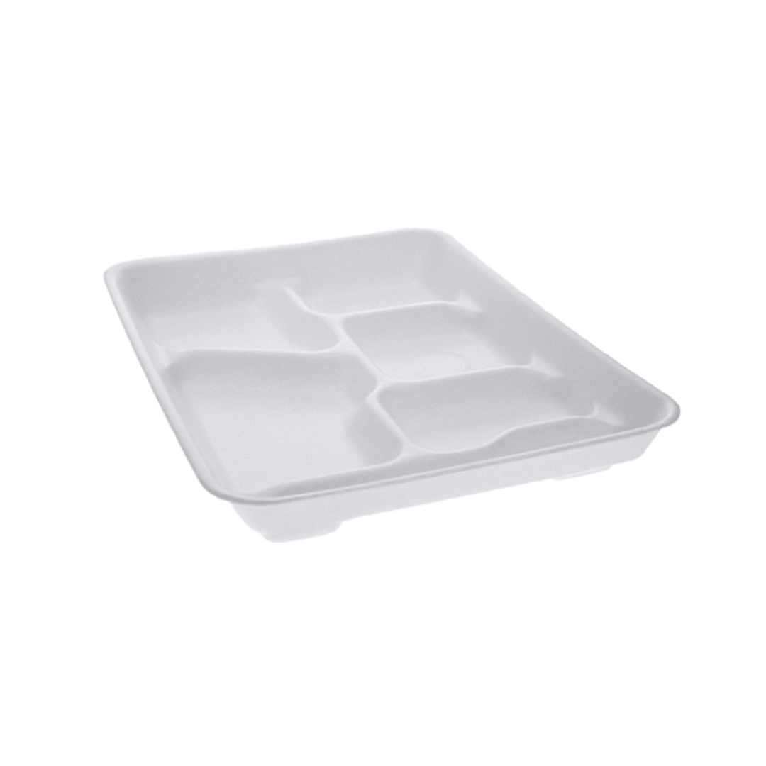 Pactiv® 6 Compartment White School Lunch Tray
