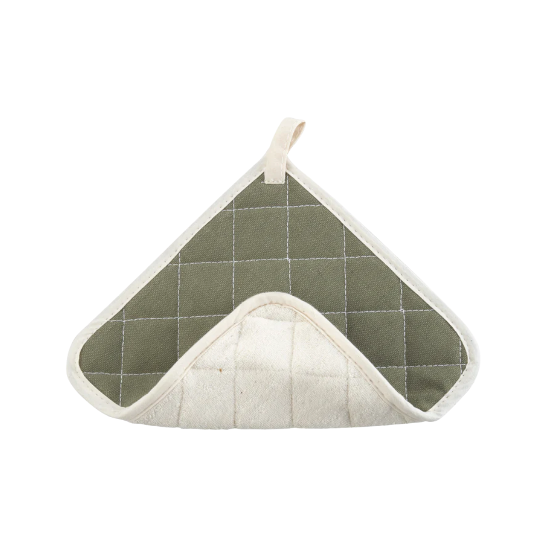 Winco® Fire Retardant/Terrycloth Pot Holder – 8" x 8", Green & Gray