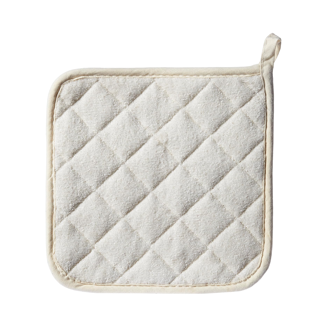 Winco® Fire Retardant/Terrycloth Pot Holder – 8" x 8", Green & Gray