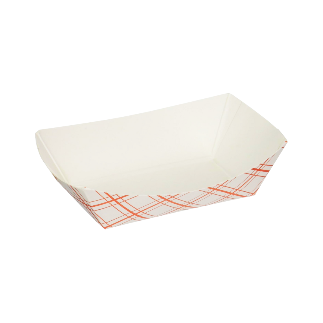 SQP® Food Trays – Red Plaid Pattern, Sizes #25 to #500