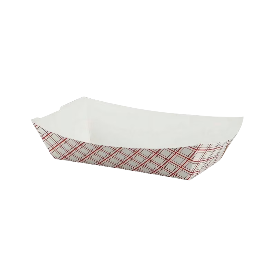 SQP® Food Trays – Red Plaid Pattern, Sizes #25 to #500