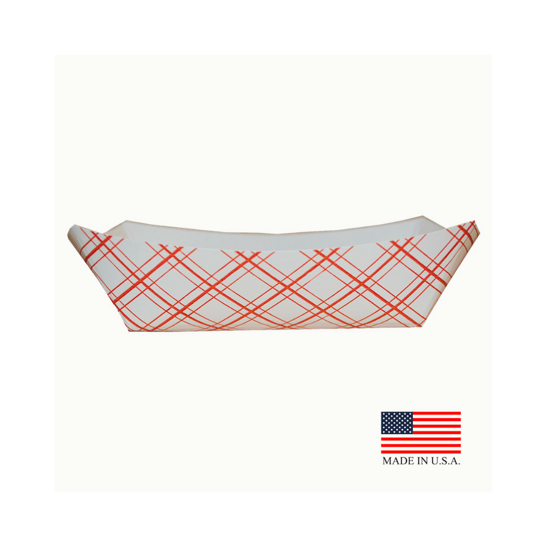 SQP® Food Trays – Red Plaid Pattern, Sizes #25 to #500