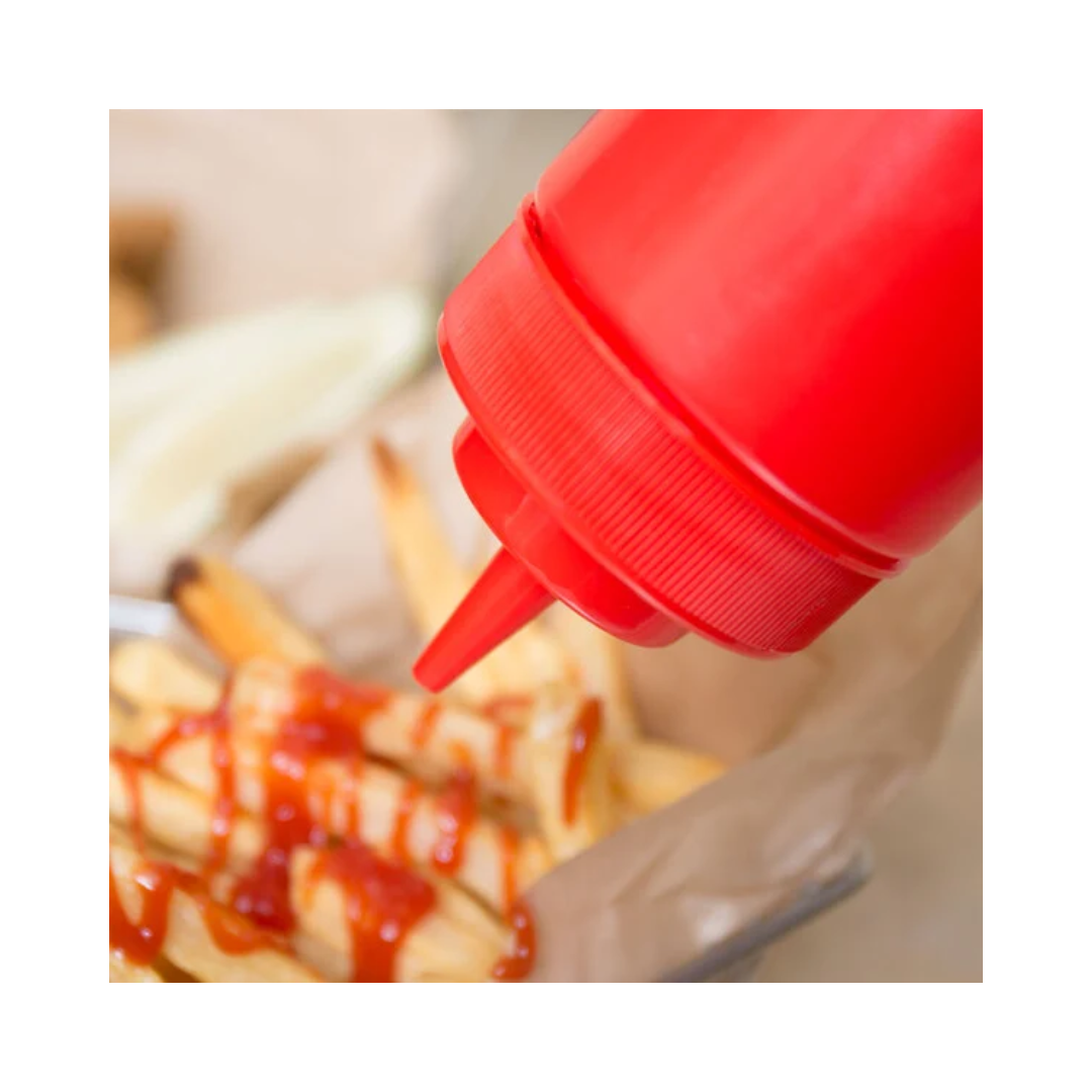 Winco® Wide-Mouth Squeeze Bottles – 24 oz, Red
