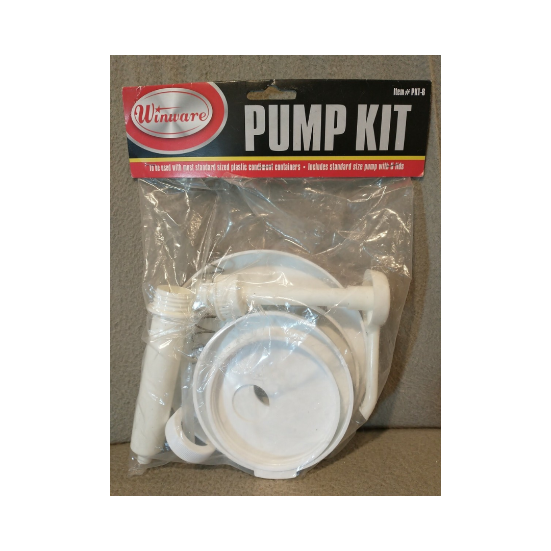Winco® Plastic Pump Kit for Syrup & Liqueurs – 9" Pump, Multiple Lid Sizes