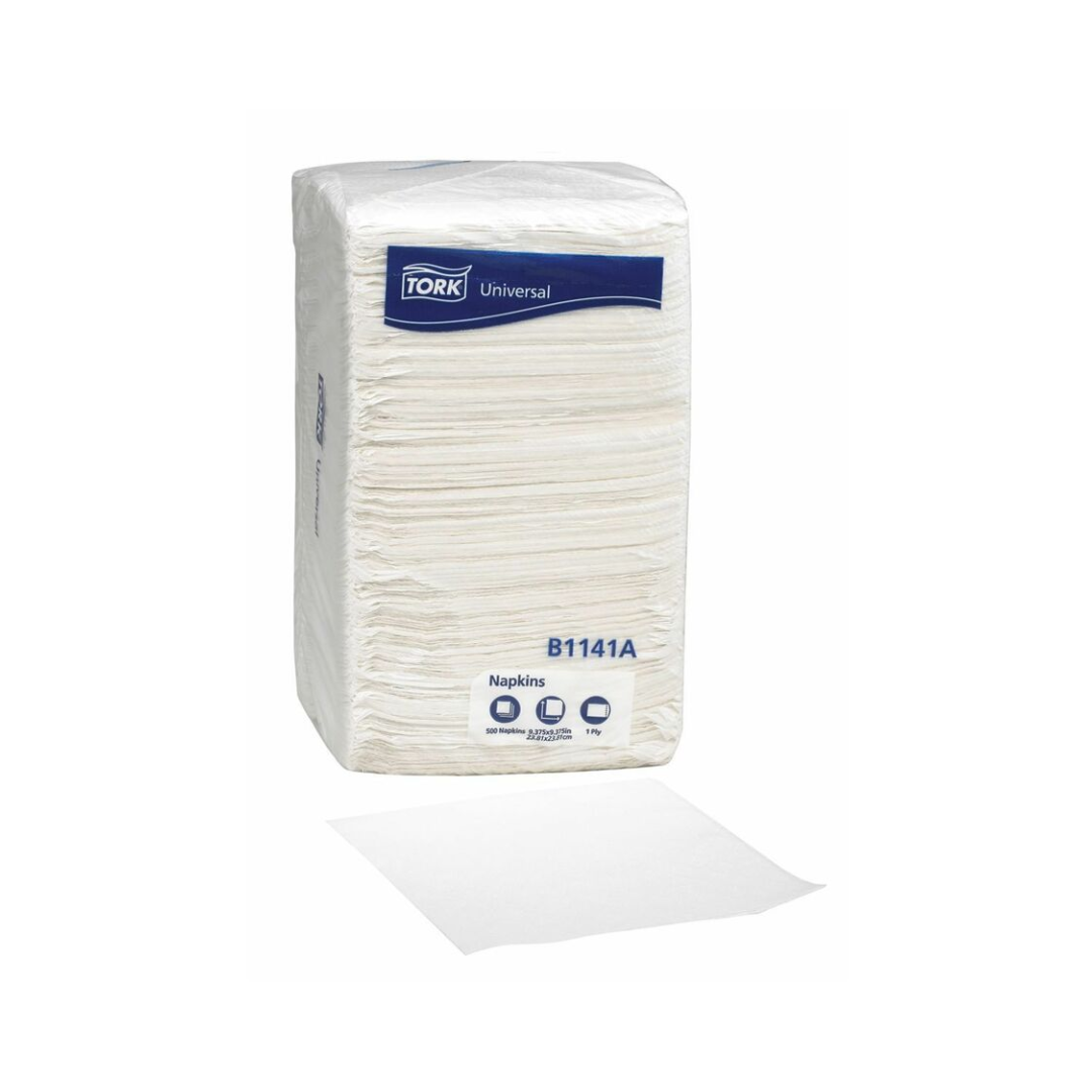Tork® Universal Quality 1/4 Fold Beverage Napkin – White, 9.4" x 9.4", 1 Ply
