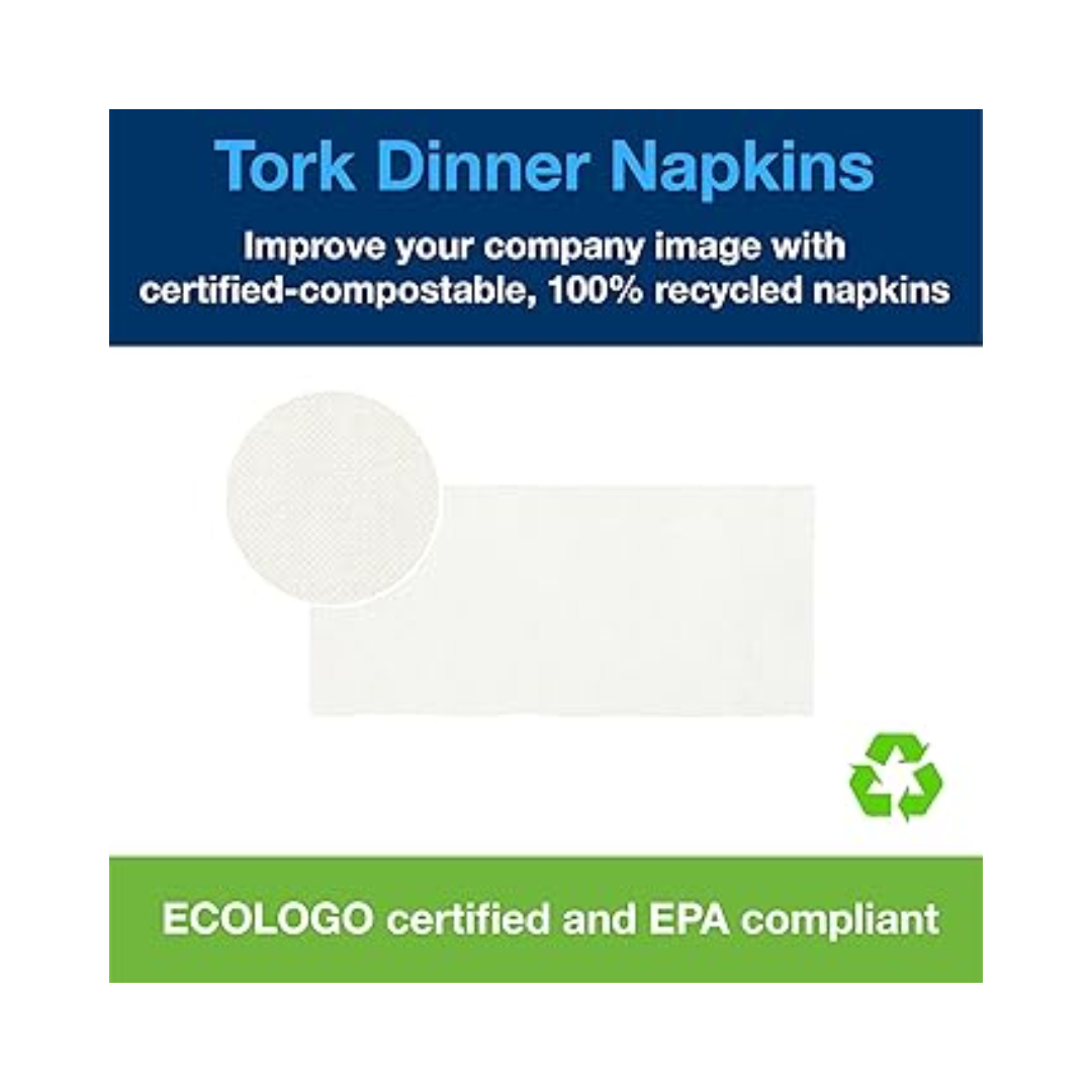 Tork® Universal Quality 1/8 Fold Dinner Napkin – White, 14.9" x 17", 1 Ply