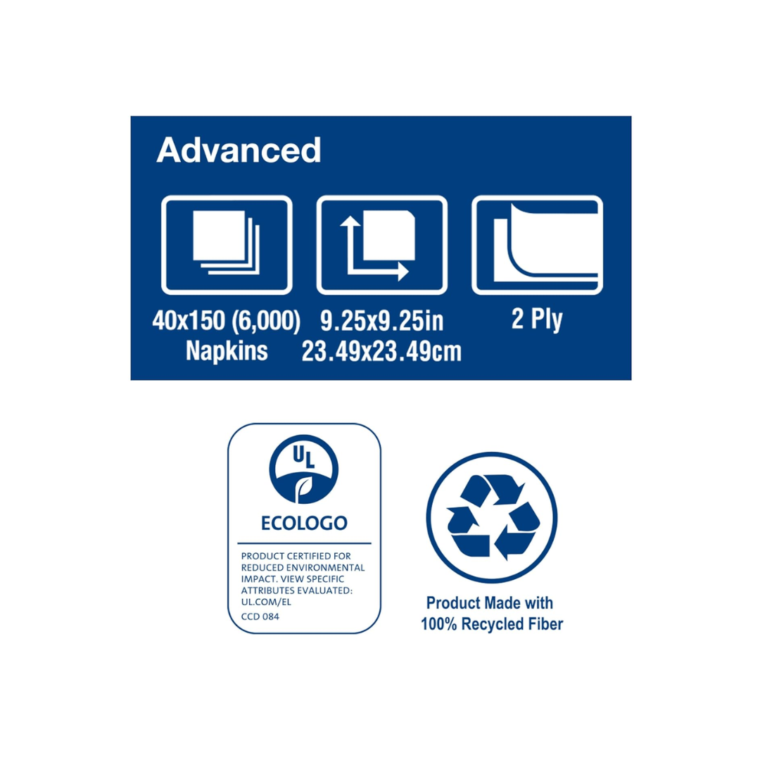 Tork® Advanced 2-Ply Soft Beverage Napkin – White, 9.3" x 9.3", 2 Ply
