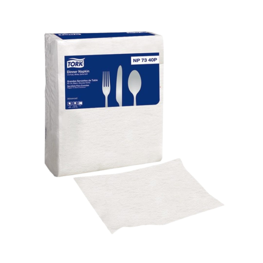 Tork® Advanced Extra Soft 1/4 Fold 3 Ply Dinner Napkin – White, 17" x 16.3", 3 Ply