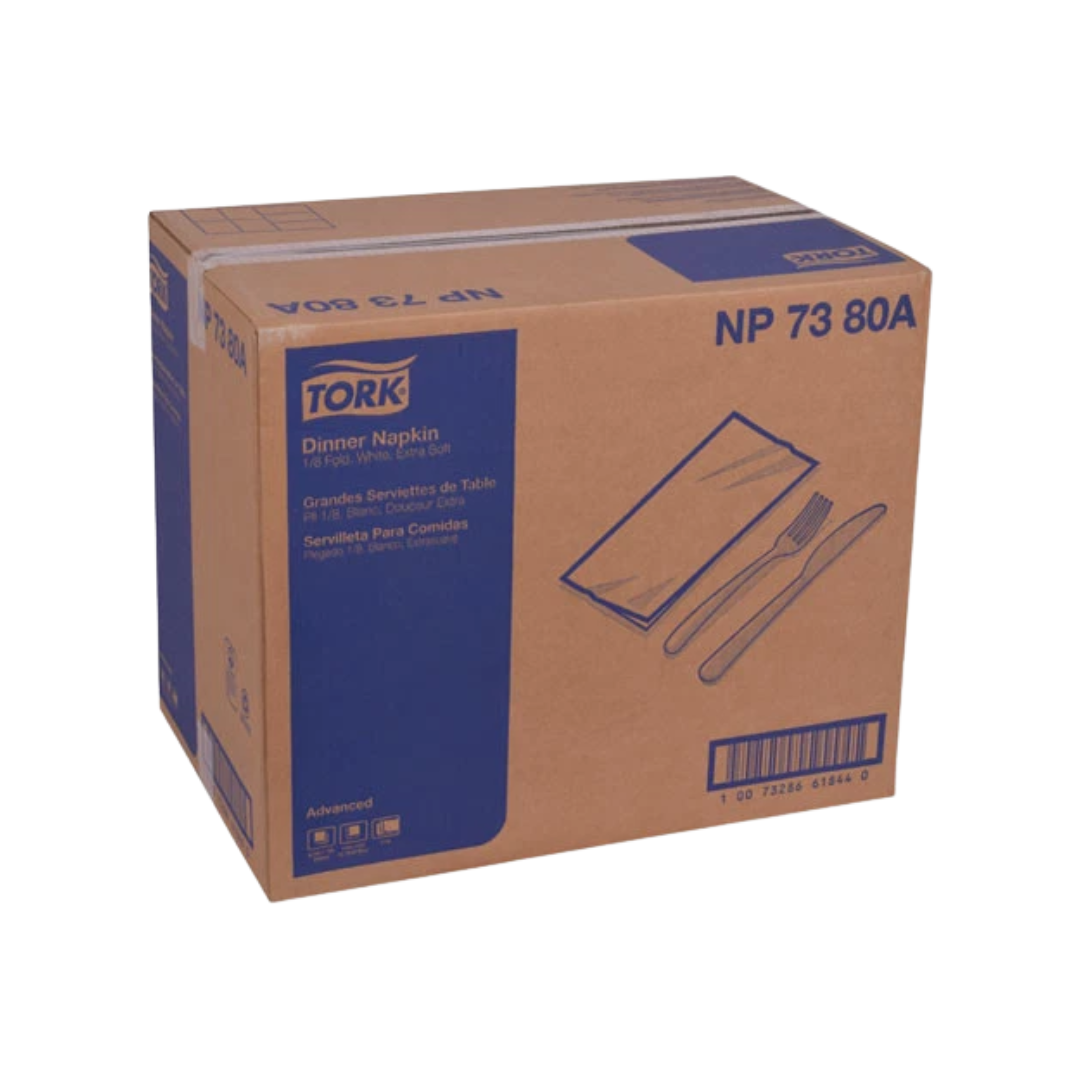 Tork® Advanced 1/8 Fold Extra Soft Dinner Napkin – White, 16.1" x 17", 3 Ply
