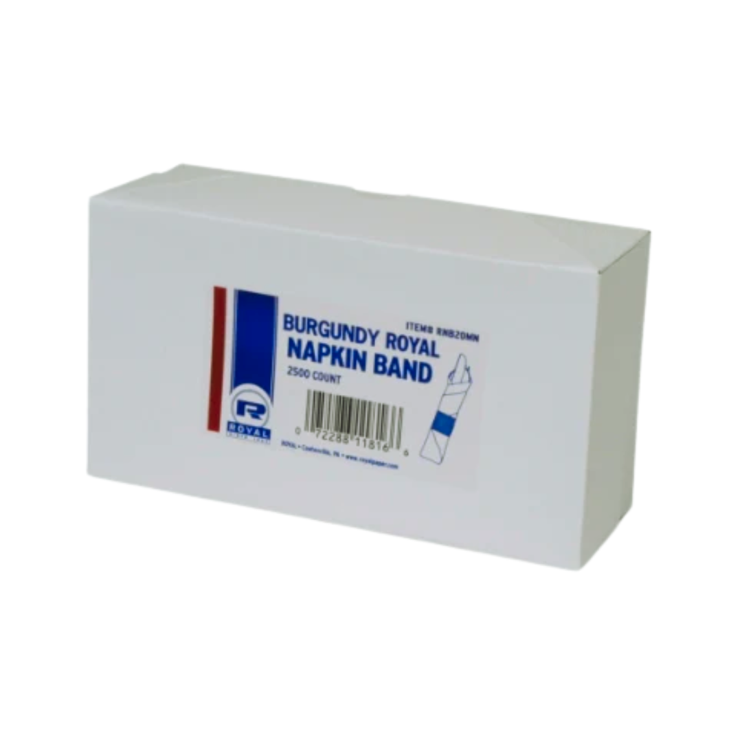 Royal® Napkin Bands – Burgundy, 1.5" x 4.25", Bond Paper