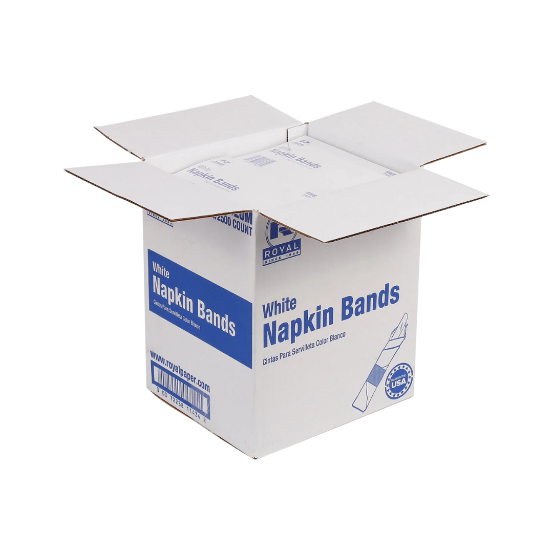 Royal® Napkin Bands – White, 1.5" x 4.25", Bond Paper