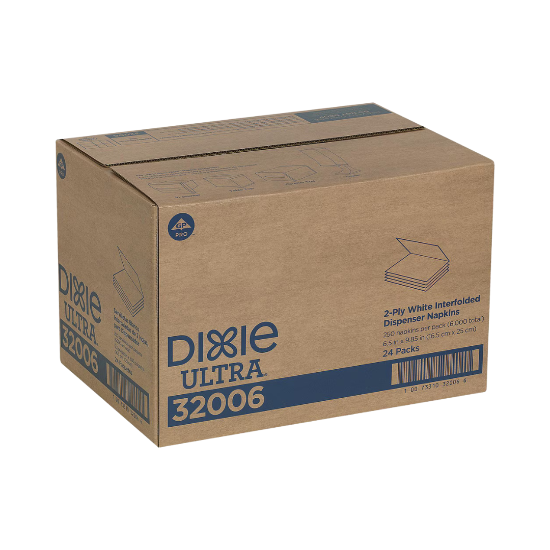 Dixie® Ultra® Interfold 2-Ply Napkin Dispenser Refill – White, 6.5" x 9.85"