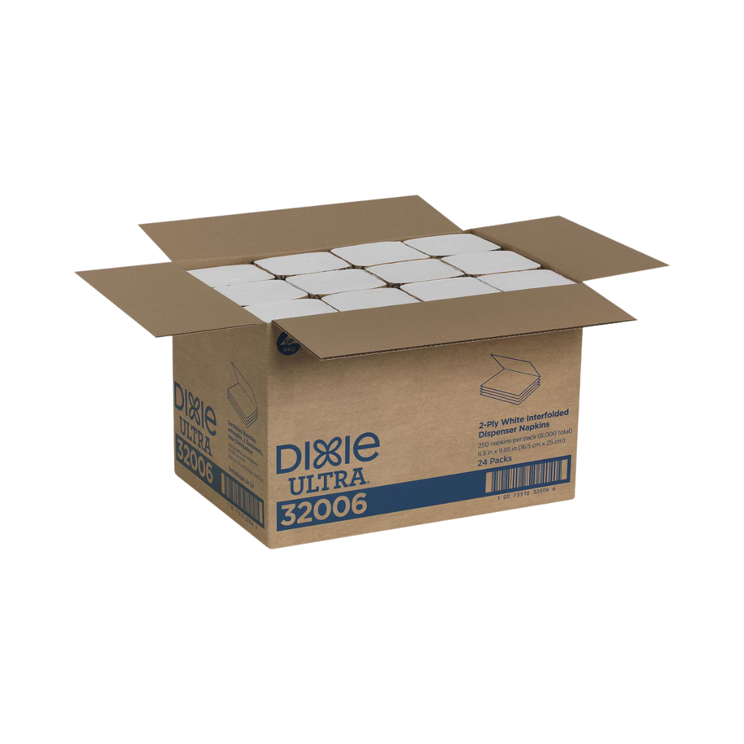 Dixie® Ultra® Interfold 2-Ply Napkin Dispenser Refill – White, 6.5" x 9.85"