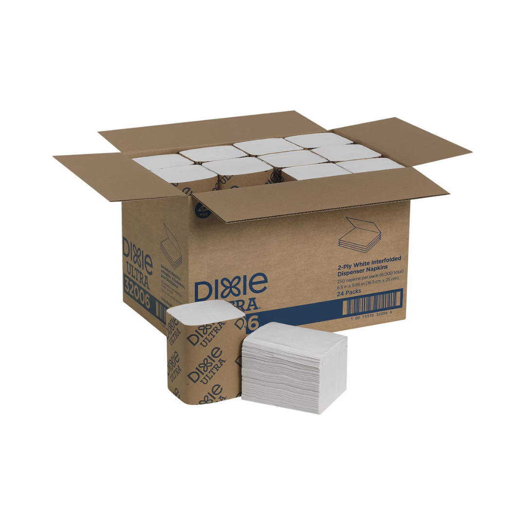 Dixie® Ultra® Interfold 2-Ply Napkin Dispenser Refill – White, 6.5" x 9.85"