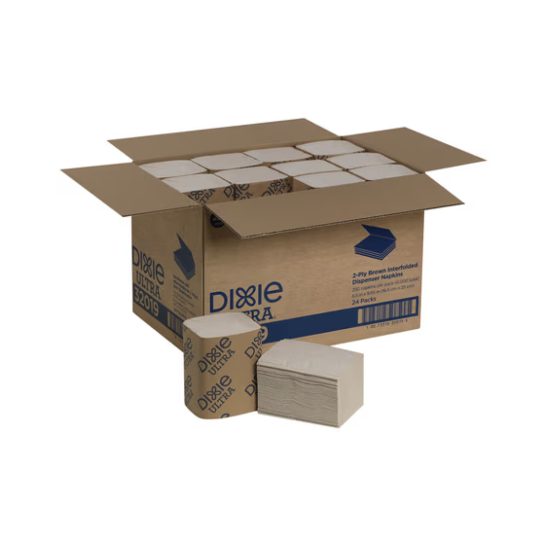 Dixie® Ultra® Interfold 2‑Ply Napkin Dispenser Refill – Brown, 9 7/8" x 6 1/2"