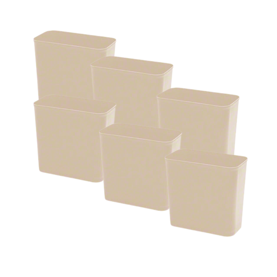 Continental® UL Classified Rectangular Wastebaskets – Fire-Resistant, Sand, 14 Qt & 27 5/8 Qt
