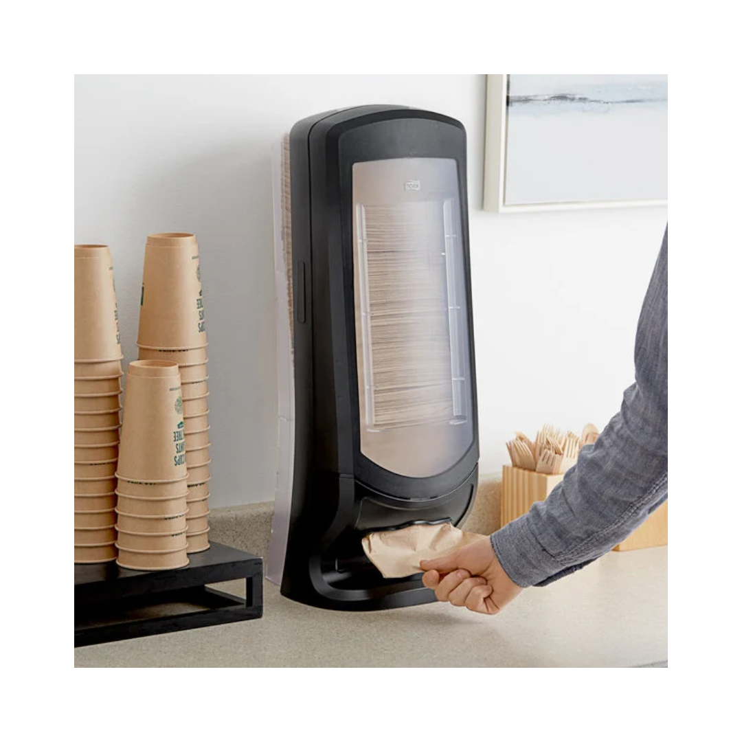 Tork® Signature Xpressnap® Stand Napkin Dispenser – Black, N4 System, 24.5" × 9.3" × 9.3"