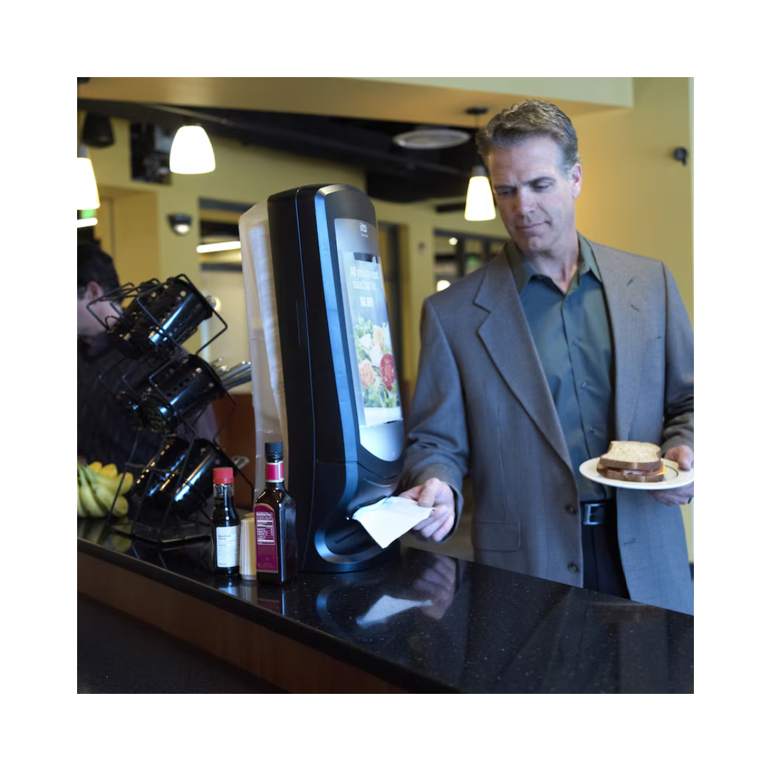 Tork® Signature Xpressnap® Stand Napkin Dispenser – Black, N4 System, 24.5" × 9.3" × 9.3"
