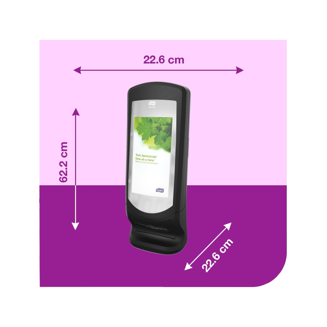 Tork® Signature Xpressnap® Stand Napkin Dispenser – Black, N4 System, 24.5" × 9.3" × 9.3"