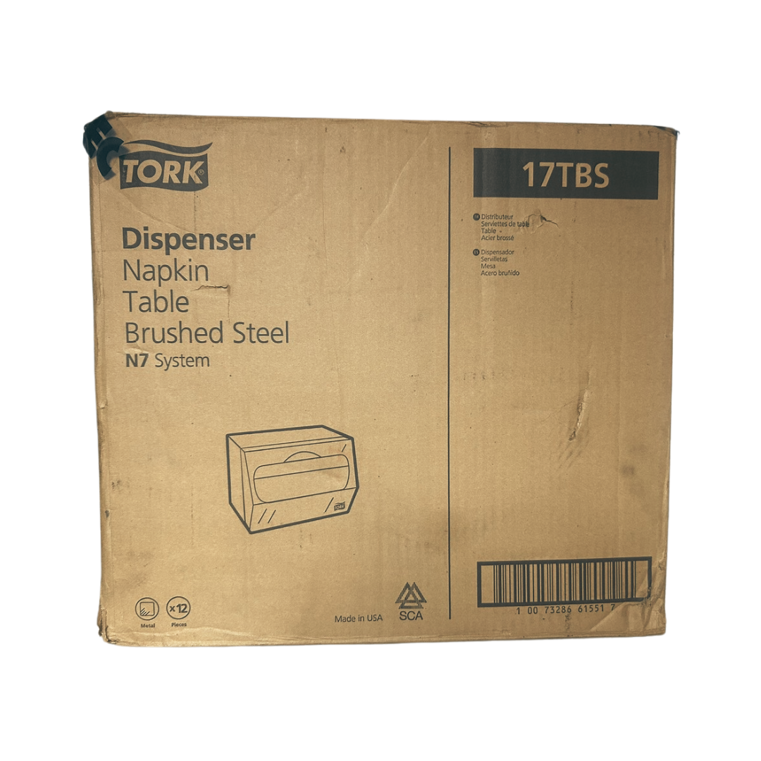 Tork® Napkin Table Dispenser – Brushed Steel, N7 System, 6.3" × 7.5" × 5.6"