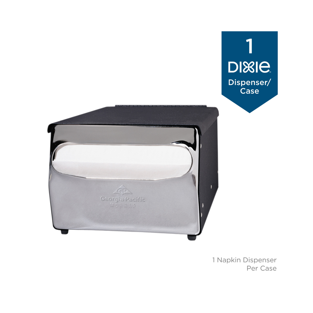 GP Pro™ Dixie® Countertop Full Fold Napkin Dispenser – Black & Chrome, Holds 350 Napkins
