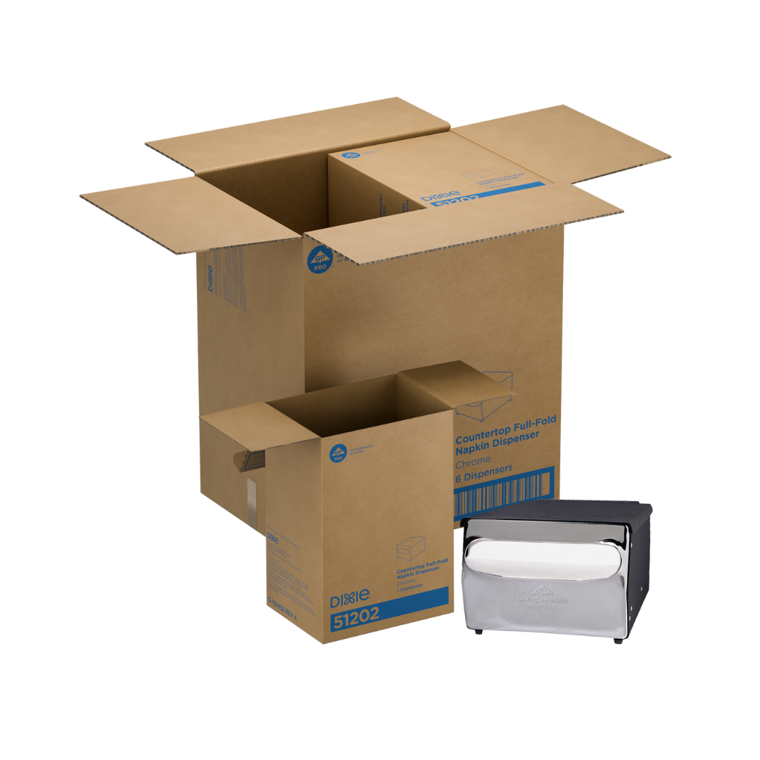 GP Pro™ Dixie® Countertop Full Fold Napkin Dispenser – Black & Chrome, Holds 350 Napkins