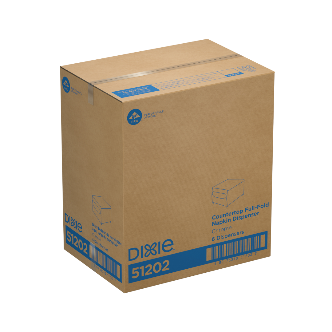 GP Pro™ Dixie® Countertop Full Fold Napkin Dispenser – Black & Chrome, Holds 350 Napkins
