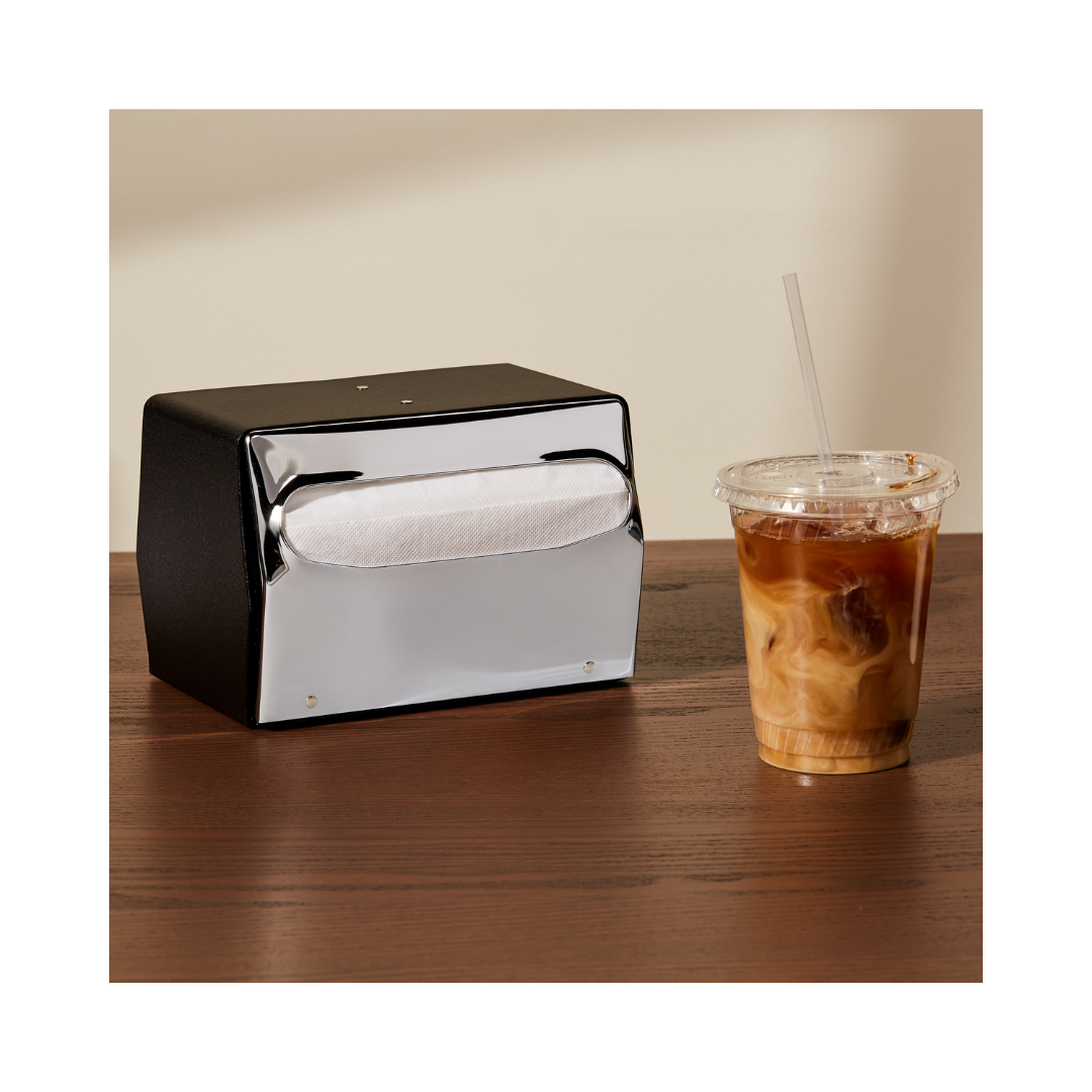 GP Pro™ Dixie® Countertop Full Fold Napkin Dispenser – Black & Chrome, Holds 350 Napkins