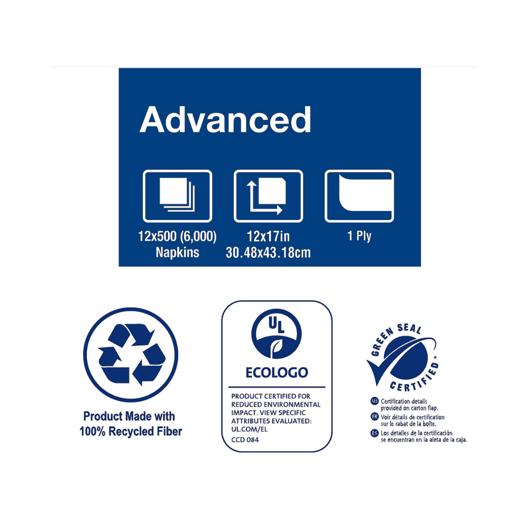 Tork® Advanced Quality Soft Masterfold Dispenser Napkin – 12" x 17", Natural, 1 Ply, N7 System