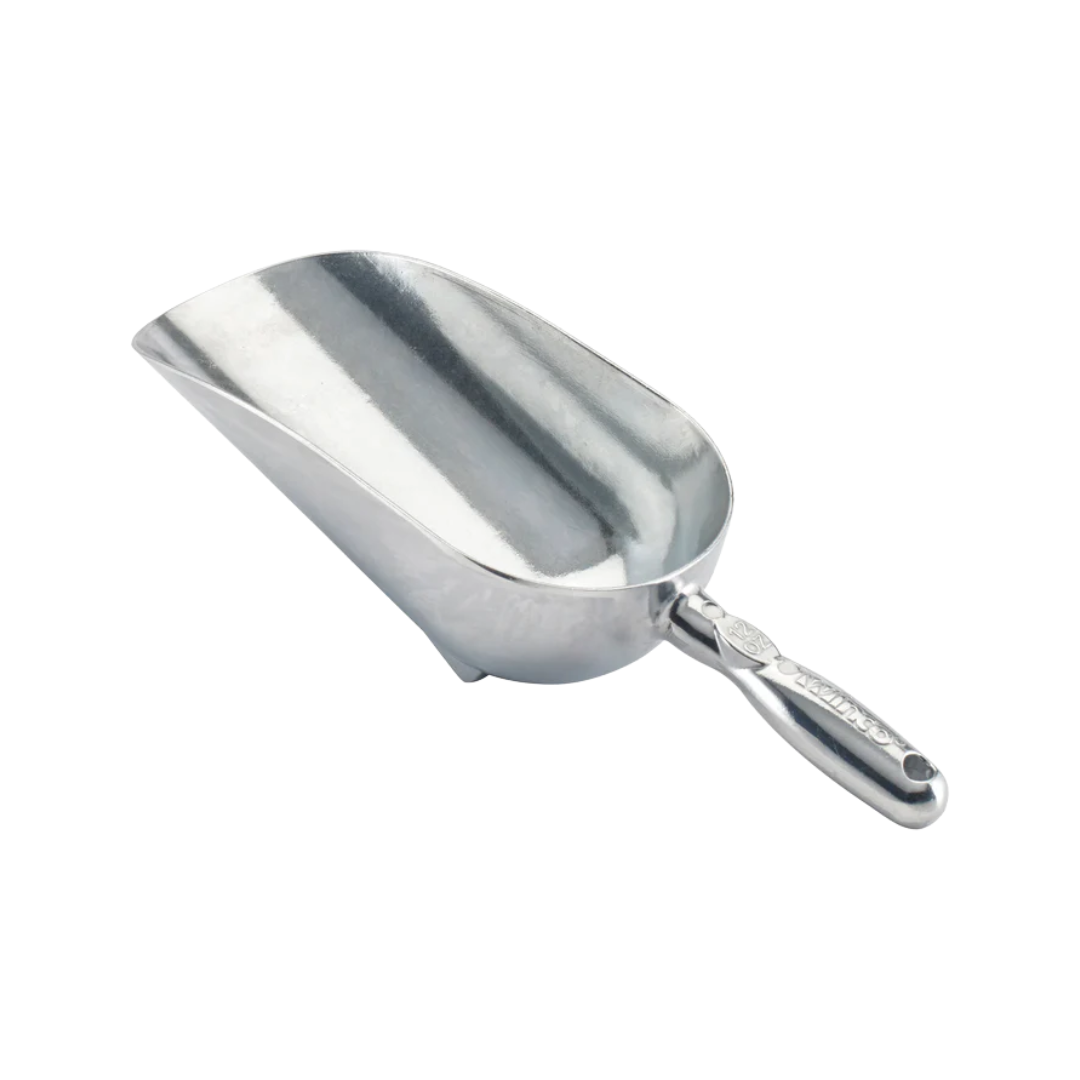 Winco® Aluminum Scoops with Stabilizing Feet – 12 oz. to 85 oz.