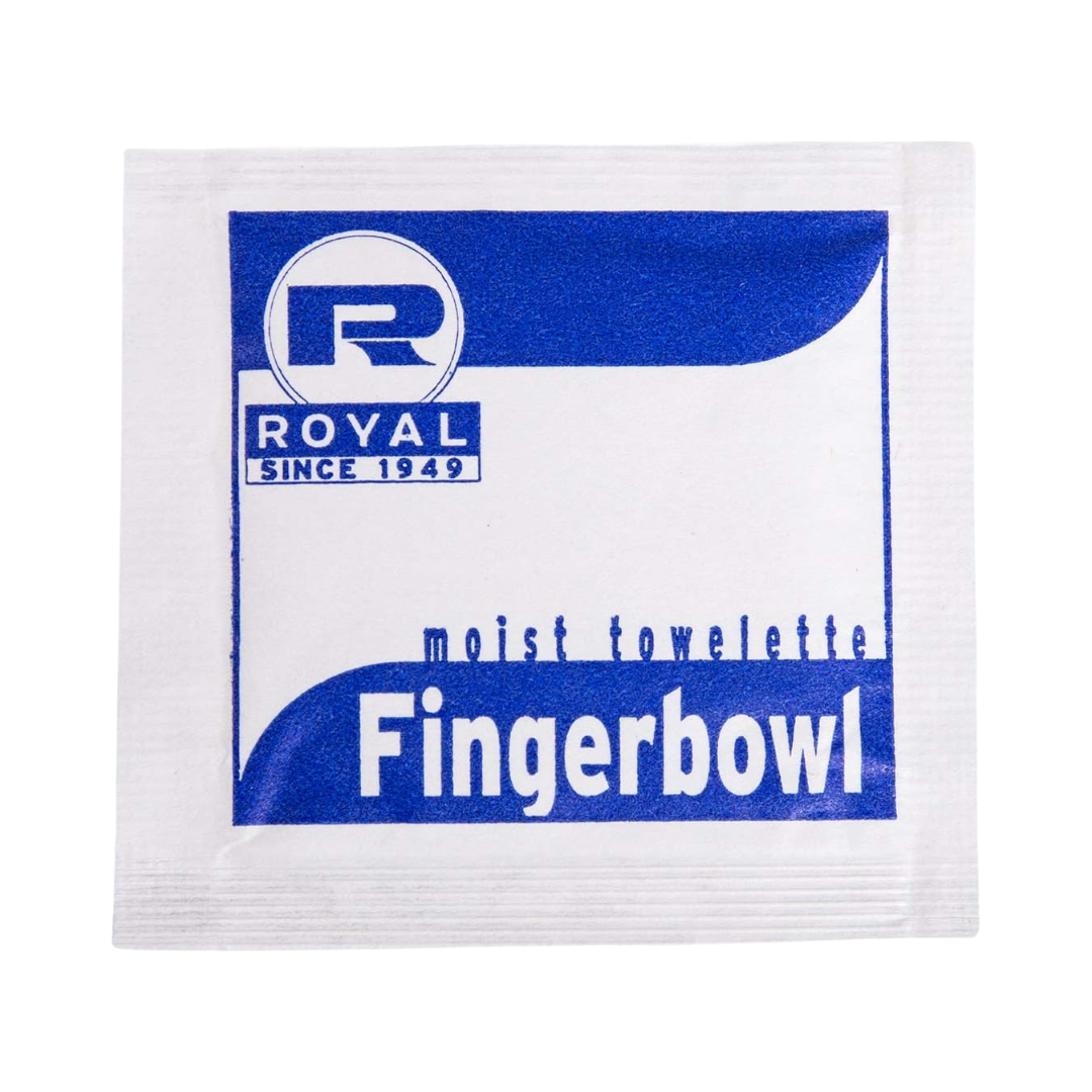 Royal Fingerbowls® Moist Towelettes – Lemon-Scented, Individually Wrapped, 4"×6"