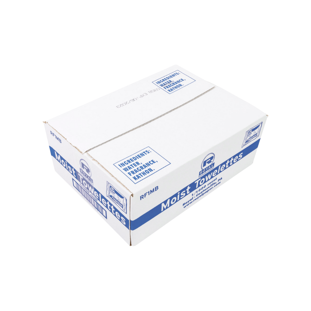 Royal Fingerbowls® Moist Towelettes – Lemon-Scented, Individually Wrapped, 4"×6"