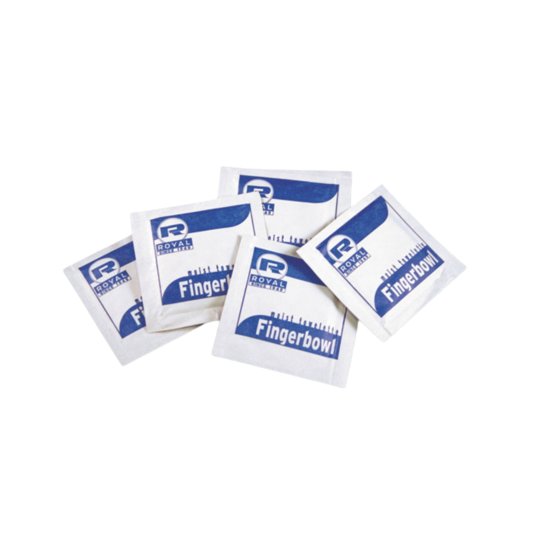 Royal Fingerbowls® Moist Towelettes – Lemon-Scented, Individually Wrapped, 4"×6"