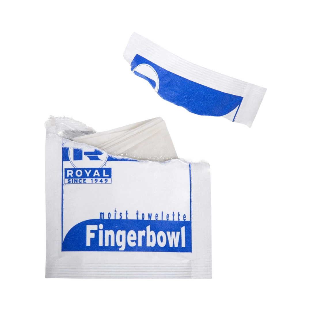 Royal Fingerbowls® Moist Towelettes – Lemon-Scented, Individually Wrapped, 4"×6"