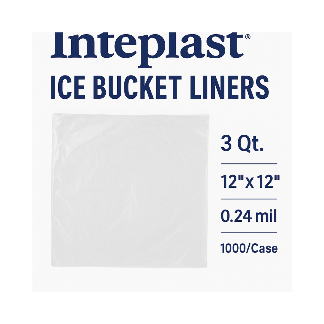 Inteplast® Ice Bucket Liners – 3 Qt., 12" x 12", 0.24 mil