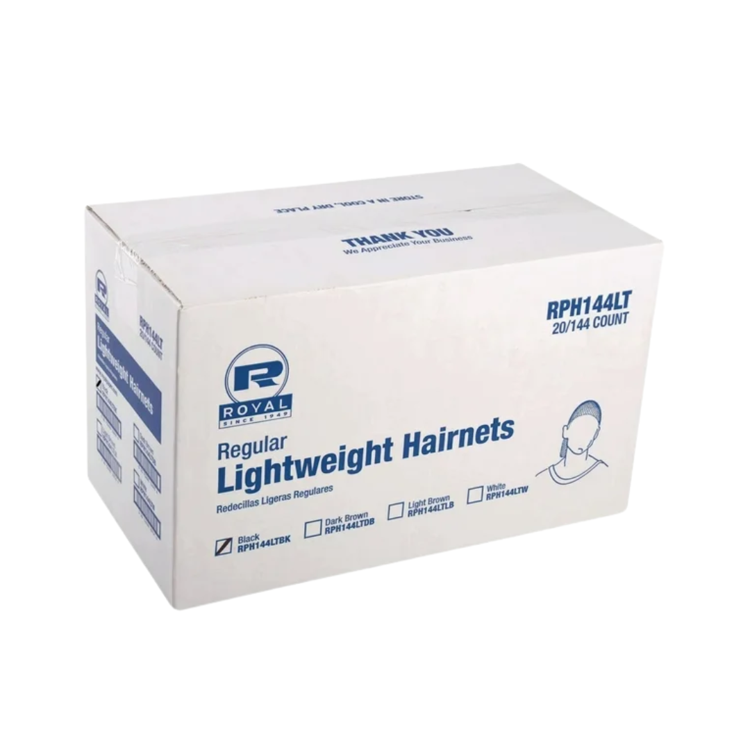 Royal® LightWeight Latex Free Hairnet – 24", Black