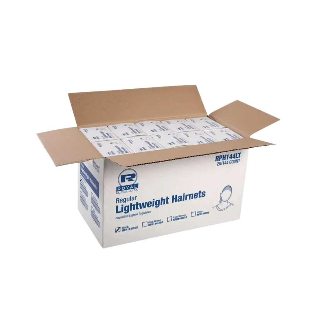Royal® LightWeight Latex Free Hairnet – 24", Black