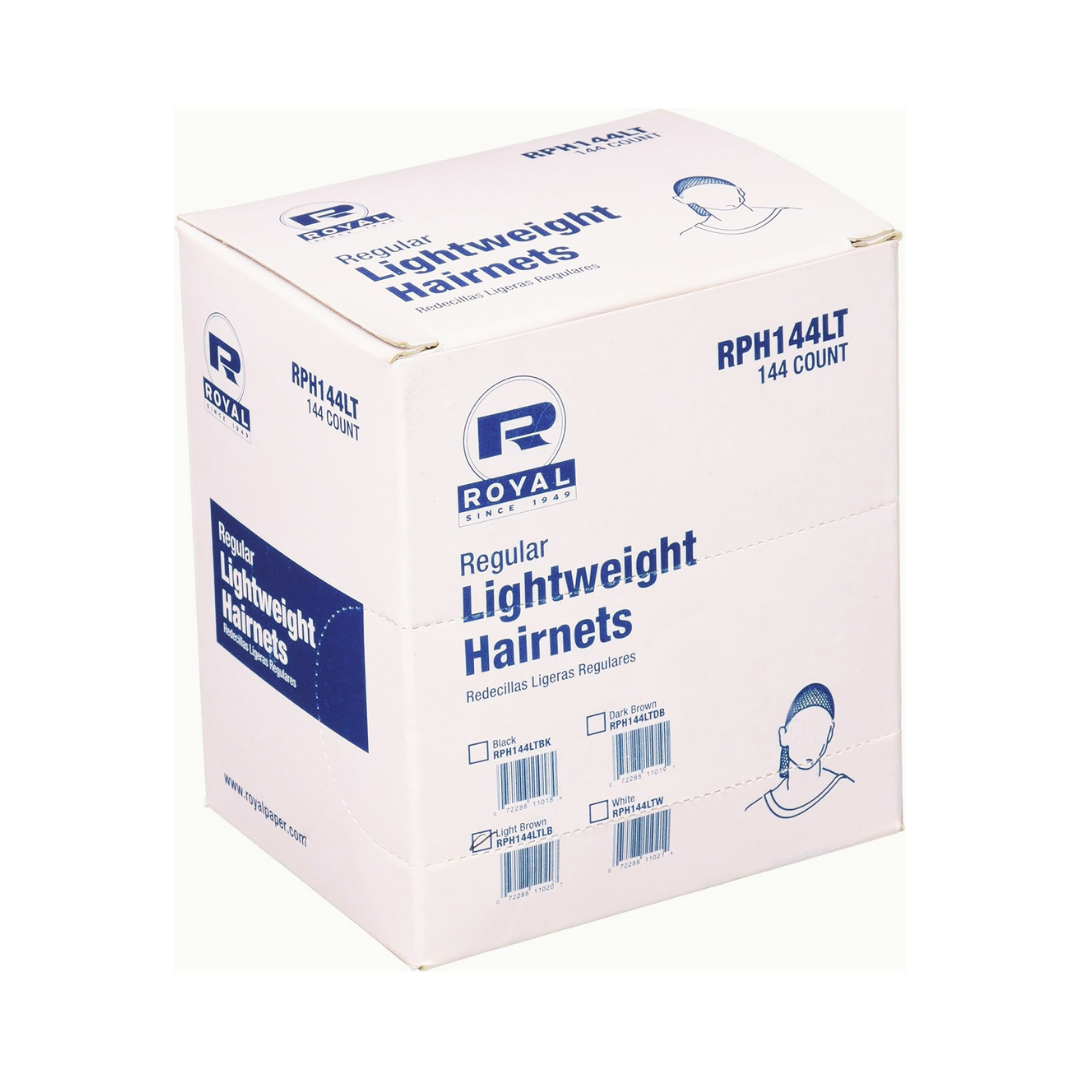 Royal® LightWeight Latex Free Hairnet – 24", Light Brown